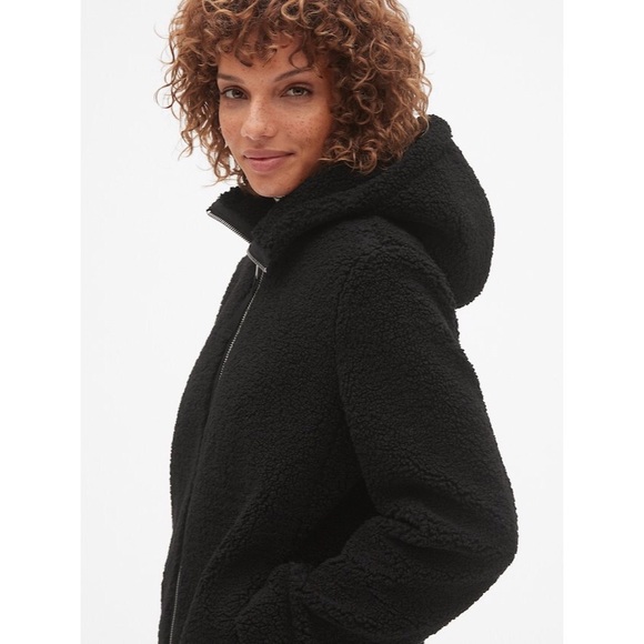 NWT Zip Front Teddy Coat with Hood - Picture 4 of 5